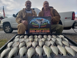 Caught 11-15-19...Out today fishing with Danny & Daniel Lawson from Knoxville, Tennessee. We had a great day and finished with a big stringer of crappie!